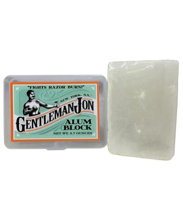 Gentleman Jon 3.7 Ounce Alum Block in Plastic Case | Upgrade Your Shave - Soothing Aftershave Solution for Shaving Razor Burn Relief - Travel Friendly Durable Plastic Case Included