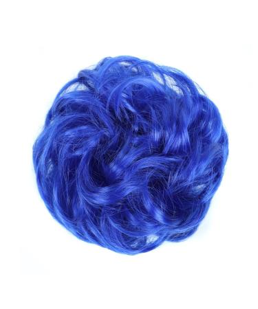 Hair Chignon Synthetic Bun Curly Messy Bun Donut Bun With Elastic Rubber Band Bun for Women Ponytail Extension Hair Bun Messy Bun Hair Piece (Color : Blue)