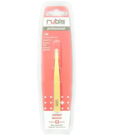Rubis Switzerland Slanted Tip Tweezer - Gold | High Quality Precision Beauty Tool - Buy Online on GoSupps.com