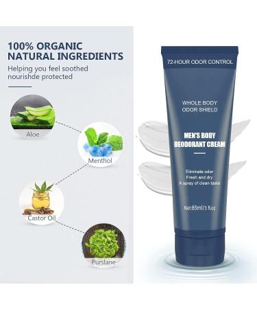 Men's 72-Hour Long-Lasting Invisible Cream Deodorant - Aluminum and Baking Soda Free - Buy Online on GoSupps.com