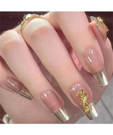 Press on Nails Long Fake Nails 24Pcs Shiny Golden False fingernail with Self-Adhesive Jelly Nail Glue Tabs Press On False Nails - Buy Online on GoSupps.com