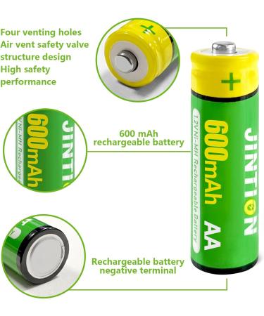 JINTION Rechargeable AA Batteries - 600mAh Ni-MH 1.2V Pre-Charged for Solar Lights & Garden Use - 12 Pack - Buy Online on GoSupps.com