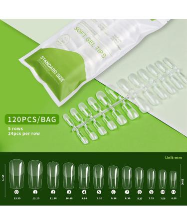 FEIlei Long Coffin Fakes Nail Tips Acrylic Press on Nails Clear Artificial False Nails - Buy Online on GoSupps.com