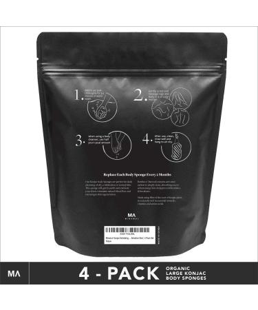 Minamul Konjac Exfoliating Organic Body Sponge - Bamboo Charcoal Infused | Gentle Daily Scrub for Face & Body | Safe for All Skin Types | 4 Pack - Buy Online on GoSupps.com