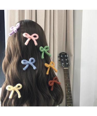 Sweet Knitting Yarn Bowknot Hair Clip Lazy Hairpin Duckbill Hairclips Barrettes for Women Side Bangs Hair Styling Tool - Buy Online on GoSupps.com