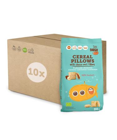 SUPER FUDGiO SUPER FUDGiO Pack of 10 Organic Breakfast Cereals - Gluten-Free - Vegan - No Artificial Flavors - With Chocolate and Hazelnut Cream - 200g