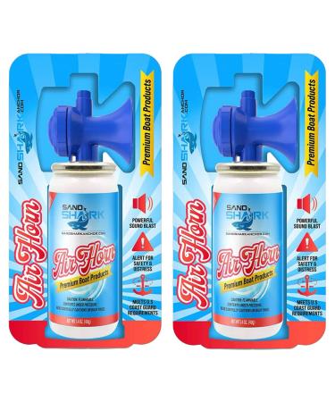 SandShark 2PK Premium Boating Air Horn Handheld Cannister, Compressed & Very Loud, Coast Guard Approved, Emergency Use for Marine & Watercraft Safety, Sports, Parties, Camping, Outdoors, (2) 1.4oz