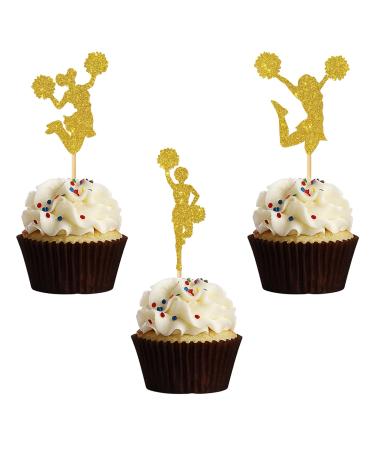 MonMon & Craft Cheerleading Cupcake Toppers/Gymnastics Dacing Ballet Cupcake Decor/Baby Shower/Girls Birthday Party Cupcake Decorations - 24 Pcs Glitter