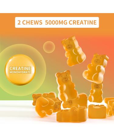 Creatine Monohydrate Gummies 5g - Sugar Free Chewable Supplement for Men & Women | 90 Count Orange Flavor - Buy Online on GoSupps.com
