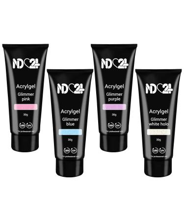 Poly Glimmer Effect Gel Set - Studio Quality - LED/UV - Made in Germany - 4 x 30g - International Shipping - Buy Online on GoSupps.com