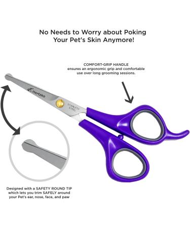 Hertzko Pet Grooming Scissors Set - Round Tip Safety Shears for Dogs, Cats, and Rabbits - Serrated Facial Hair Trimming + Regular Shears for Body Fur - Buy Online on GoSupps.com