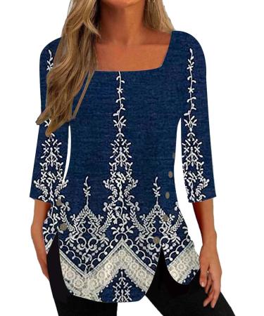 TsaChick Women's Square Neck Sweatshirt - Navy, Size M | Side Button Long Sleeve Tops for Women | Solid Fitted Hoodie | S-XXL - Buy Online on GoSupps.com