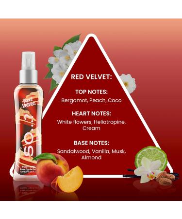 So Red Velvet Body Mist - Fruity Floral Perfume for Women with Vanilla - Ideal Gifts for Women - 6-Hour Wear Body Spray for Women - 3.5 oz - Buy Online on GoSupps.com