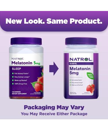 Natrol Melatonin 5mg Gummies 140ct & 90ct Strawberry Sleep Support - Buy Online on GoSupps.com