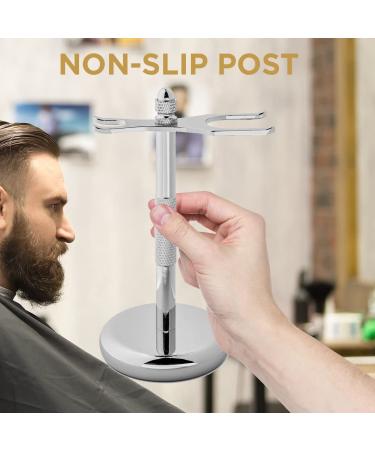 Perfecto Deluxe Chrome Razor and Brush Stand - Prolong Your Shaving Brush's Life - Buy Online on GoSupps.com