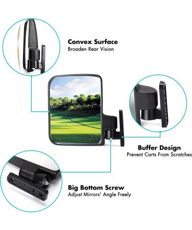 10L0L Golf Cart Side Mirrors - No-Drilling Option - Fits Club Car, EZ-GO, Yamaha & More - Black - Buy Online on GoSupps.com
