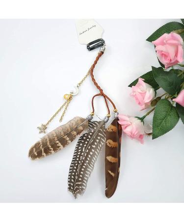 Hippie Feather Hair Extension Clip - AWAYTR Bohemia Tribal Indian Peacock Hair Feather Headpiece for Festival Hair Accessories - Buy Online on GoSupps.com