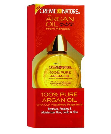 100% Pure Argan Oil From Morocco by Creme of Nature  Restores  Protects and Moisturizes Hair  Scalp & Skin  1 Fl Oz