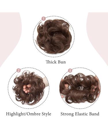 Natural Brown Wavy Curly Messy Hair Bun Extension | Scrunchie Hairpiece Ponytail | Chignons Wig 40g - Buy Online on GoSupps.com