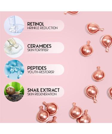 Buy Retinol Face Serum Capsules with Snail Mucin & Ceramide | Anti-Aging Treatment for Wrinkles & Dark Spots (30 Count - Buy Online on GoSupps.com