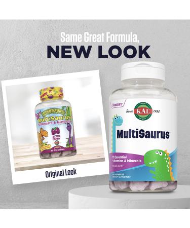 KAL MultiSaurus Vitamins & Minerals - Mixed Berry Chewables (90 Count) | Kids' Essential Nutrition - Buy Online on GoSupps.com