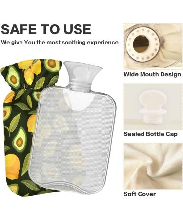 Lemon Avocado Hot Water Bottle - BPA-Free 2L Large Cover for Pain Relief Headaches Neck & Shoulders | Ships Internationally - Buy Online on GoSupps.com
