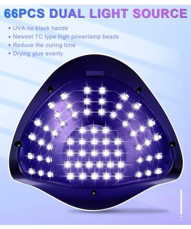 Zawaer LED UV Nail Lamp - 280W Professional Gel Nail Dryer 66 Lamp Pearls Fast Drying with 4 Timers & LCD Display Ideal for Home & Salon Manicures - Buy Online on GoSupps.com