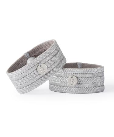 Acupressure Relief Band - Edith Duo (Medium) - Motion Sickness Bands and Nausea Relief for Pregnant Women | Travel Pregnancy Cruise Medium - 5 5/8" - 6 5/8" Silver