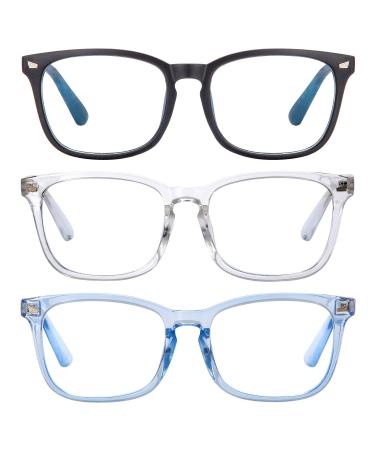 Blue Light Blocking Reading Glasses, Women/Men Anti UV Ray Readers Nerd Eyeglasses Lightweight Eyeglasses Computer Eyeglasses Transparent+black+blue 1.75 x