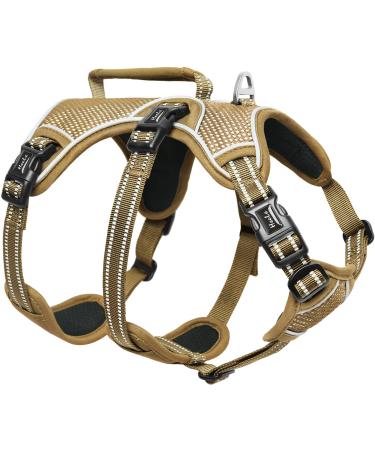 Heele dog harness breakout buckle in the neck area reflective chest harness with a robust handle panic crockery dog dog harness stable impression fits like a glove brown s s brown