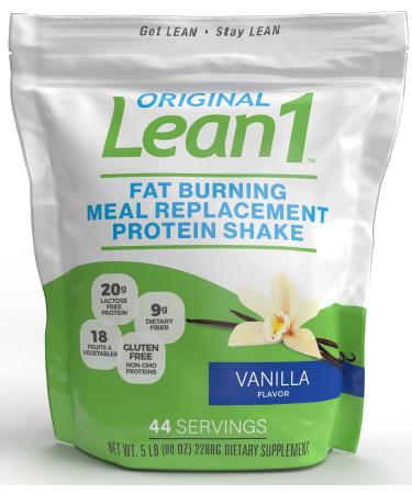 Lean1 Vanilla Meal Replacement Protein Shake 44 Servings in a 5lb Bag Vanilla 80 Ounce (Pack of 1)