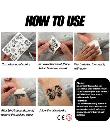 91pcs Large Black Butterfly Temporary Tattoos for Women - 6 Sheets Fake Flower Rose Butterflies, Waterproof Adults Tattoo Stickers for Face Body Arm - Buy Online on GoSupps.com