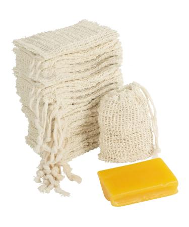 COSYOO 100 Pcs Sisal Soap Saver Bag with Drawstring  Plastic-Free Soap Saver Bags Reusable& Natural Soap Exfoliating Bag for Bath & Shower  Zero Waste Soap Mesh Bag for Foaming & Drying Soaps 100pcs