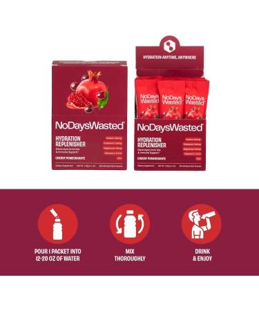 Hydration Replenisher Electrolyte Stick Packets | Rapid Hydration & Vitamin Boost | Cherry Pomegranate Flavor | Sodium Potassium Magnesium Vitamins B C D Zinc | International Shipping - Buy Online on GoSupps.com