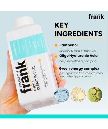 Excuse My Frank Hydra Cleansing Gel Hydrating Facial Cleanser for Men & Women Korean Skincare Daily Face Wash for Sensitive Skin Vegan & Cruelty-Free (1 Pack) - Buy Online on GoSupps.com