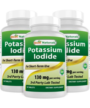 Best Naturals Potassium Iodide 130 mg per Serving - Dietary Supplement 90 Tablets (3)