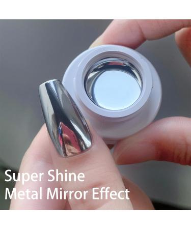 Silver Nail Polish Metallic Gel Nail Polish Painting Gel Chrome Nail Polish Nail Art Reflective Super Shine Nail Gel Soak Off UV/LED 3D Metal Glitter Long Lasting Chrome Nail Polish For DIY Manicure - Buy Online on GoSupps.com