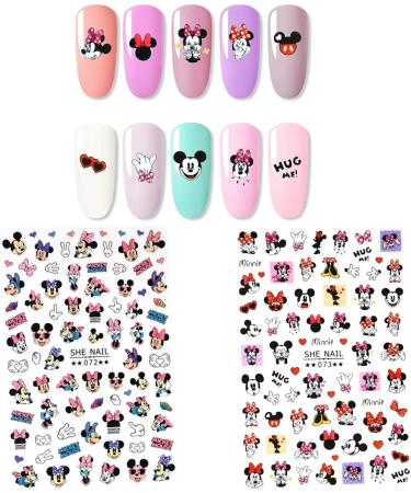 2 Packs Cute Kawaii Cartoon Mouse Nail Stickers - Self-Adhesive Decals for Women, Girls & Kids (75+ Decals) | Nail Art Stickers - Buy Online on GoSupps.com