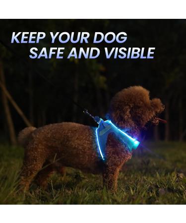 Buy PCEOTLLAR Dog Harness - LED Reflective & Breathable Light Dishes for Small to Medium Dogs - Blue - Buy Online on GoSupps.com