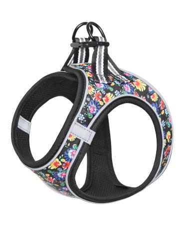 Heele dog harness adjustable anti train dishes reflective breathable dishes dogs light breast harness Small dogs for walking training reflective flower black m - Buy Online on GoSupps.com