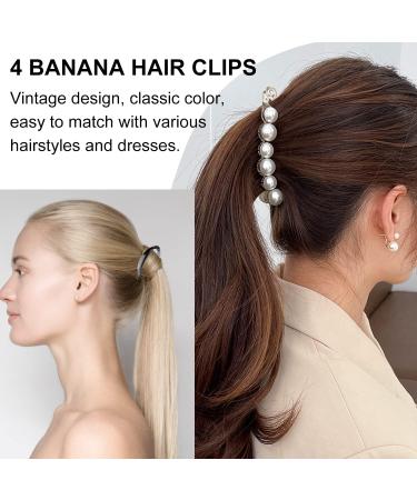4 Pieces Banana Hair Clips Double Comb Banana Clips Fishtail Banana Clips Pearl Banana Clips Clincher Combs Banana Clips Vintage Hair Clip Accessories Headwear DIY Hairstyles for Thick Hair. - Buy Online on GoSupps.com