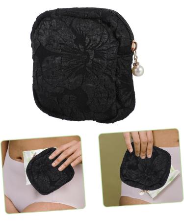 Healeved Sanitary Napkin Storage Bag Menstrual Liner Pads Pouch Nursing Pad Pouch Lip Balm Holder Bag Sanitary Pouch Bags Storage Bag Large Cotton Linen Cosmetic Coin Purse Travel Black 11x11x3cm - Buy Online on GoSupps.com