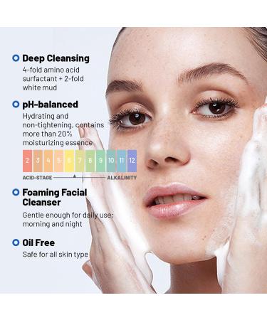 Hydrating Facial Cleanser - Dual-Tube Face Wash for All Skin Types | Amino Acid & White Clay Deep Clean Sunscreen Removal Oil Control Gentle Foaming pH-Balanced Unscented - Buy Online on GoSupps.com
