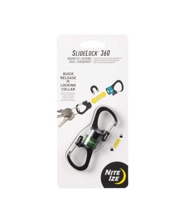 Nite Ize SlideLock 360 Magnetic Locking Dual Carabiner, Twist-to-Lock Collar for Separating Keys,unisex-adult, Olive