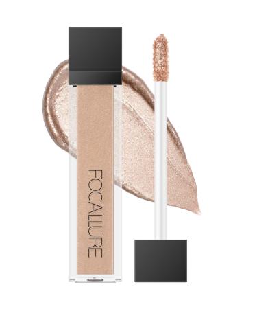 FOCALLURE Liquid Glitter Eyeshadow Long Lasting Glitter Eyeliner Waterproof Metallic Shimmer Eye Shadow Quick-Drying Formula Multi-Dimensional Eye Looks SAND