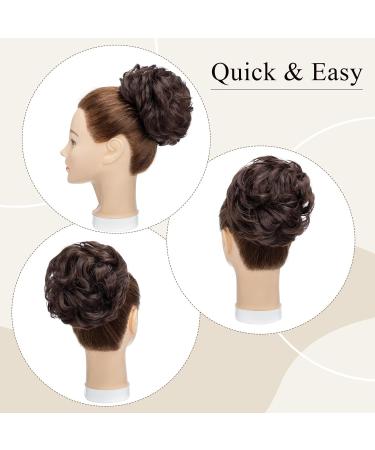 Silk-Co Hair Part with Rubber Band - Wavy Soft Dutt Hair Extensions (55g) for Thickening Messy Bun Updos - Medium Brown - Buy Online on GoSupps.com