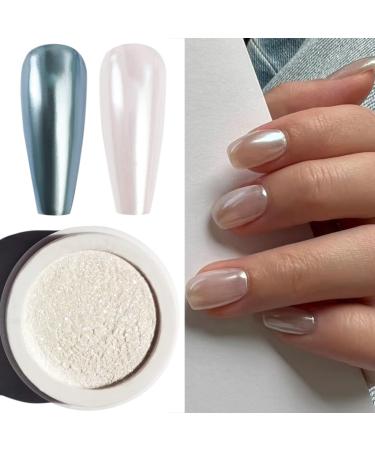 Presuming white chrome nail powder pearl chrome powder with pearl shimmer effect pearl effect powder for glazed donut nails pearl white