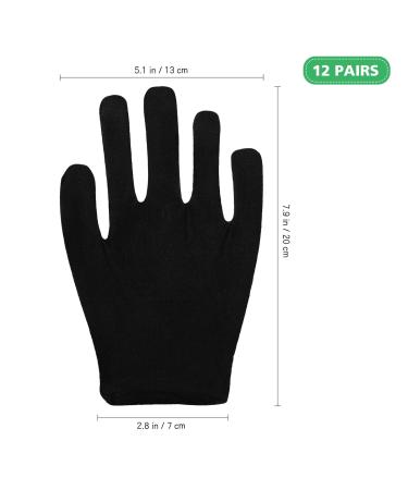 Lurrose 12 Pairs Eczema Gloves - Black Cotton Moisturizing Gloves for Dry Skin & Jewelry Inspection (Size L) | International Shipping Available - Buy Online on GoSupps.com