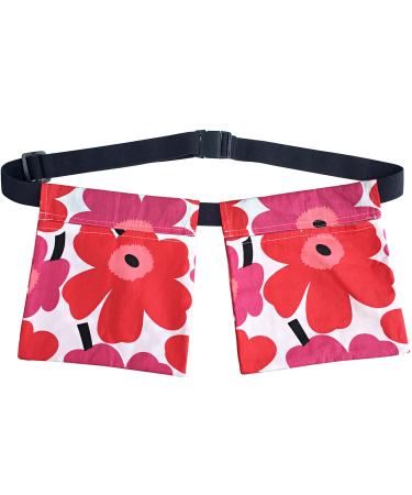 BNRendles Mastectomy Drainage Pouch Holder Vivid Flower Pattern, Drain Pockets Stretchy Belts for Post Jp Drains Management, Breast Reconstruction/Abdominal/explant/Tummy Tuck Poppy