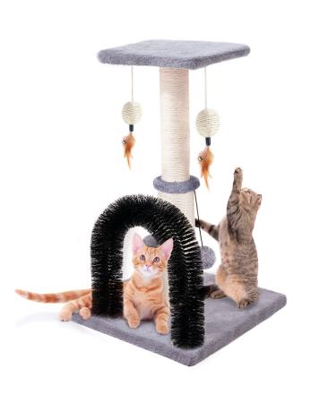 Cat Scratching Post Sisal Rope Scratchers for Indoor Cats with Arch Self Groomer Brush, Claw Scratch and Covered in Soft Plush for Indoor Kittens